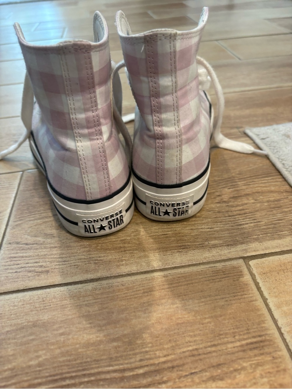 Converse Kids Pink Gingham High Top Sneakers